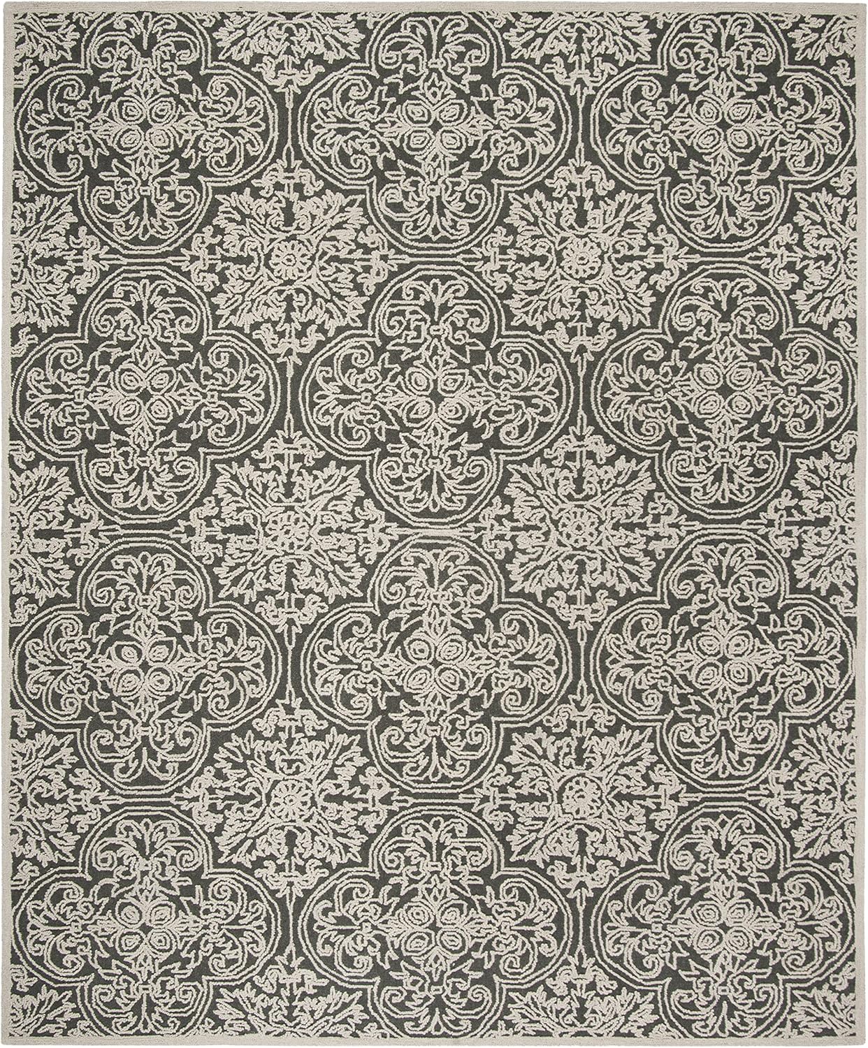SAFAVIEH Trace Collection Area Rug - 9' x 12', Dark Grey & Light Grey, Handmade Wool, Ideal for High Traffic Areas in Living Room, Bedroom (TRC101A)