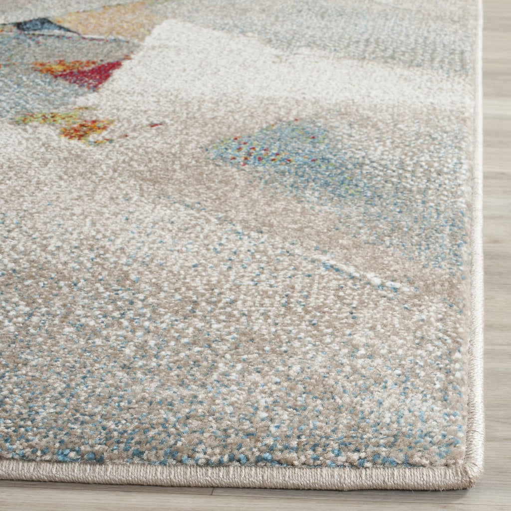 SAFAVIEH Porcello Collection Area Rug - 6'7' Square, Grey & Multi, Modern Abstract Design, Non-Shedding & Easy Care, Ideal for High Traffic Areas in Living Room, Bedroom (PRL6937B)
