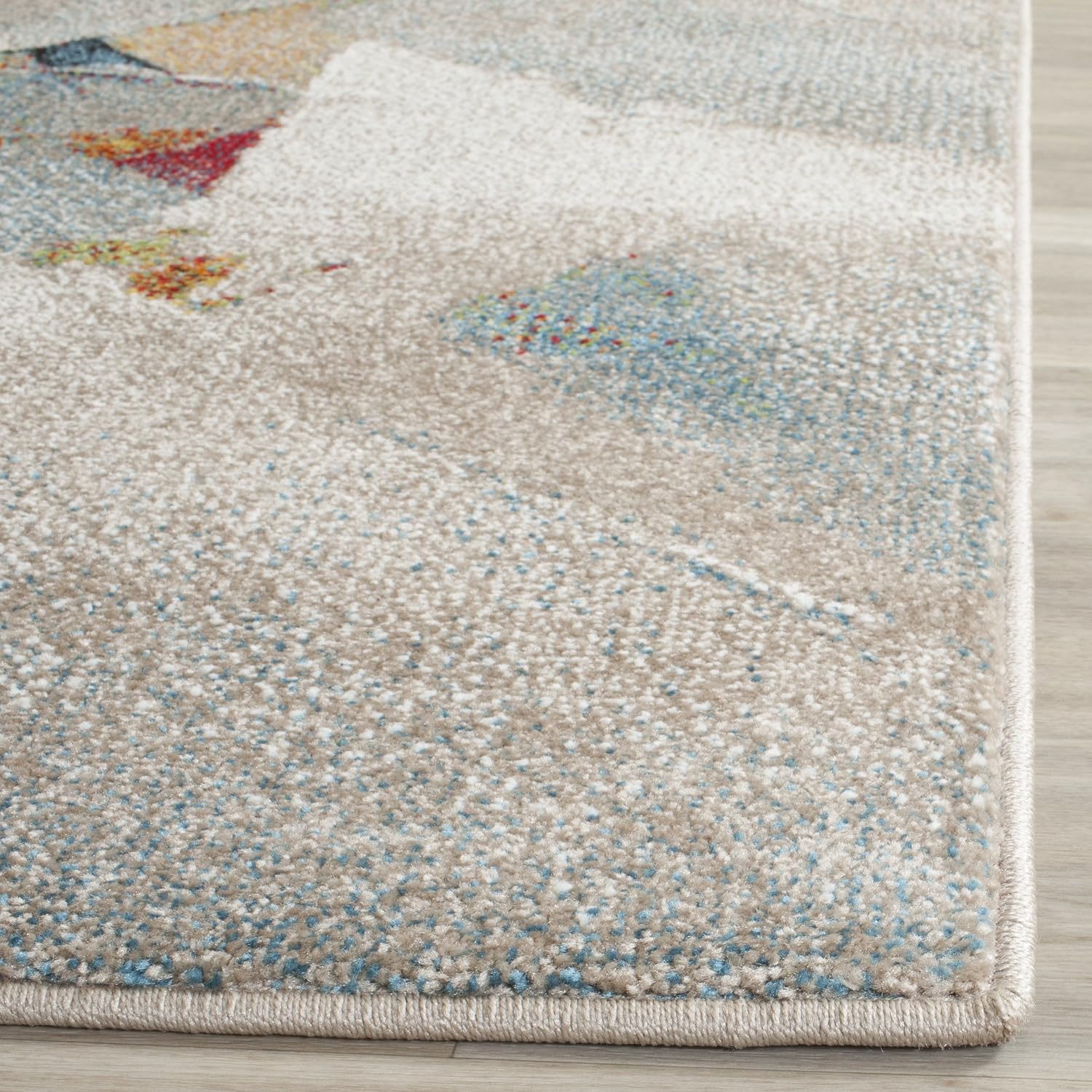 SAFAVIEH Porcello Collection Area Rug - 6'7' Square, Grey & Multi, Modern Abstract Design, Non-Shedding & Easy Care, Ideal for High Traffic Areas in Living Room, Bedroom (PRL6937B)