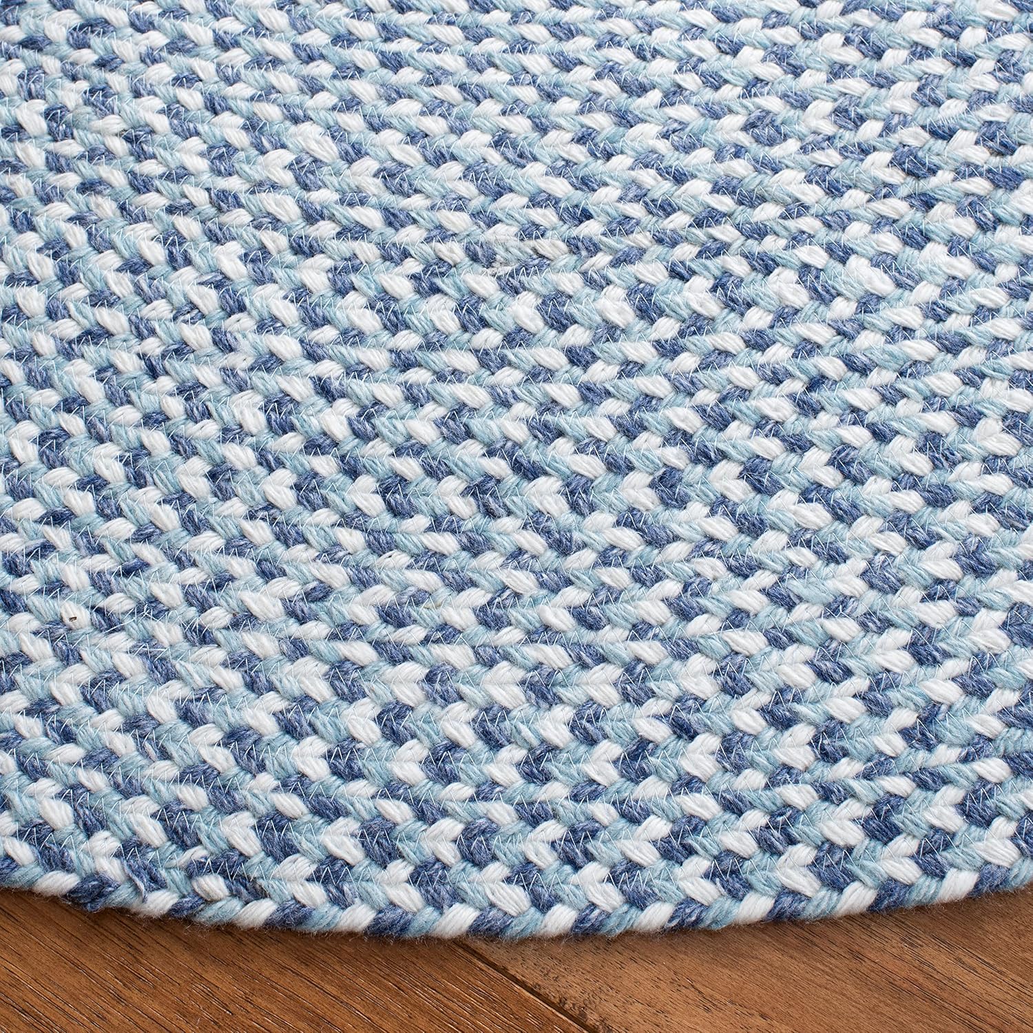 SAFAVIEH Braided Collection 8' Round Blue/Aqua BRD801J Handmade Country Cottage Reversible Entryway Foyer Living Room Bedroom Kitchen Area Rug