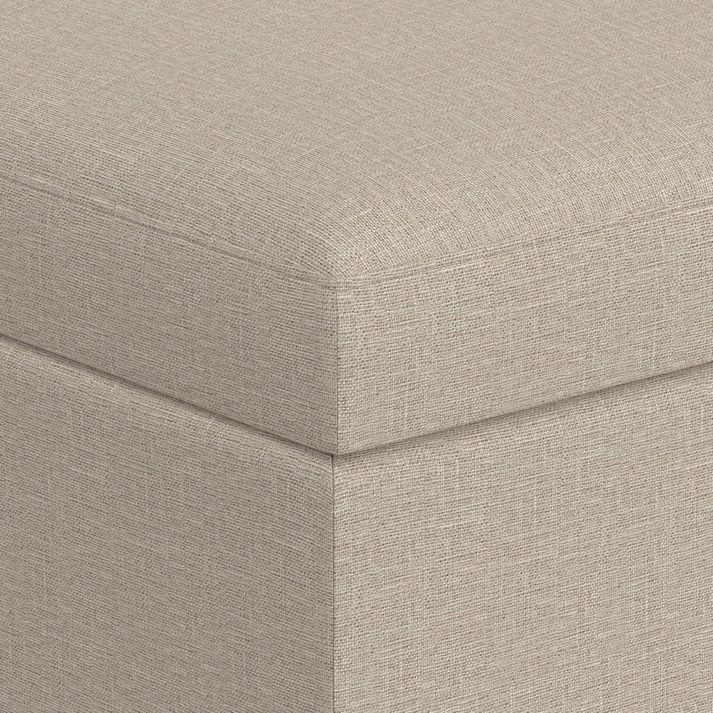 SIMPLIHOME Owen Coffee Table Storage Ottoman - 34' Wide x 19' High Upholstered Linen Look Fabric Rectangular Lift-Top Ottoman in Natural, Mid-Century Modern Bench for Living Room with Tapered Legs