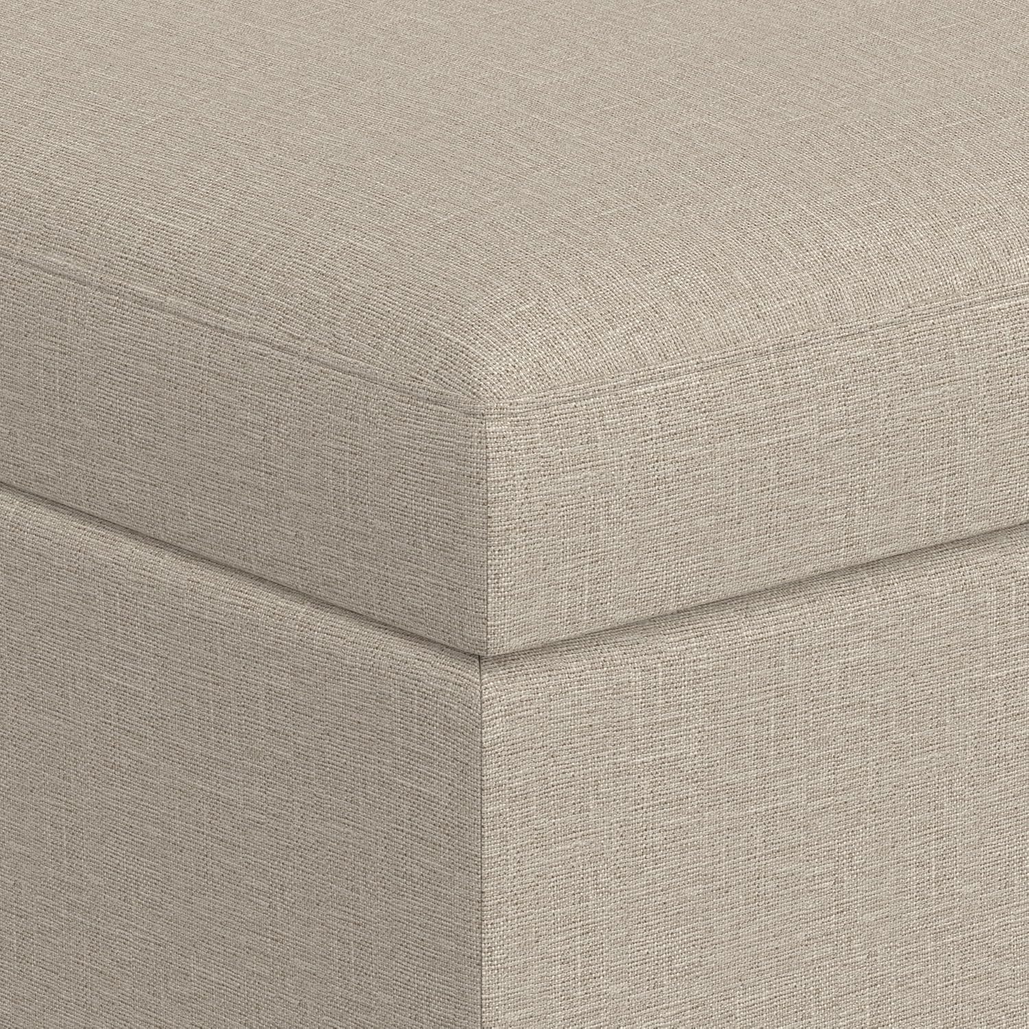 SIMPLIHOME Owen Coffee Table Storage Ottoman - 34' Wide x 19' High Upholstered Linen Look Fabric Rectangular Lift-Top Ottoman in Natural, Mid-Century Modern Bench for Living Room with Tapered Legs