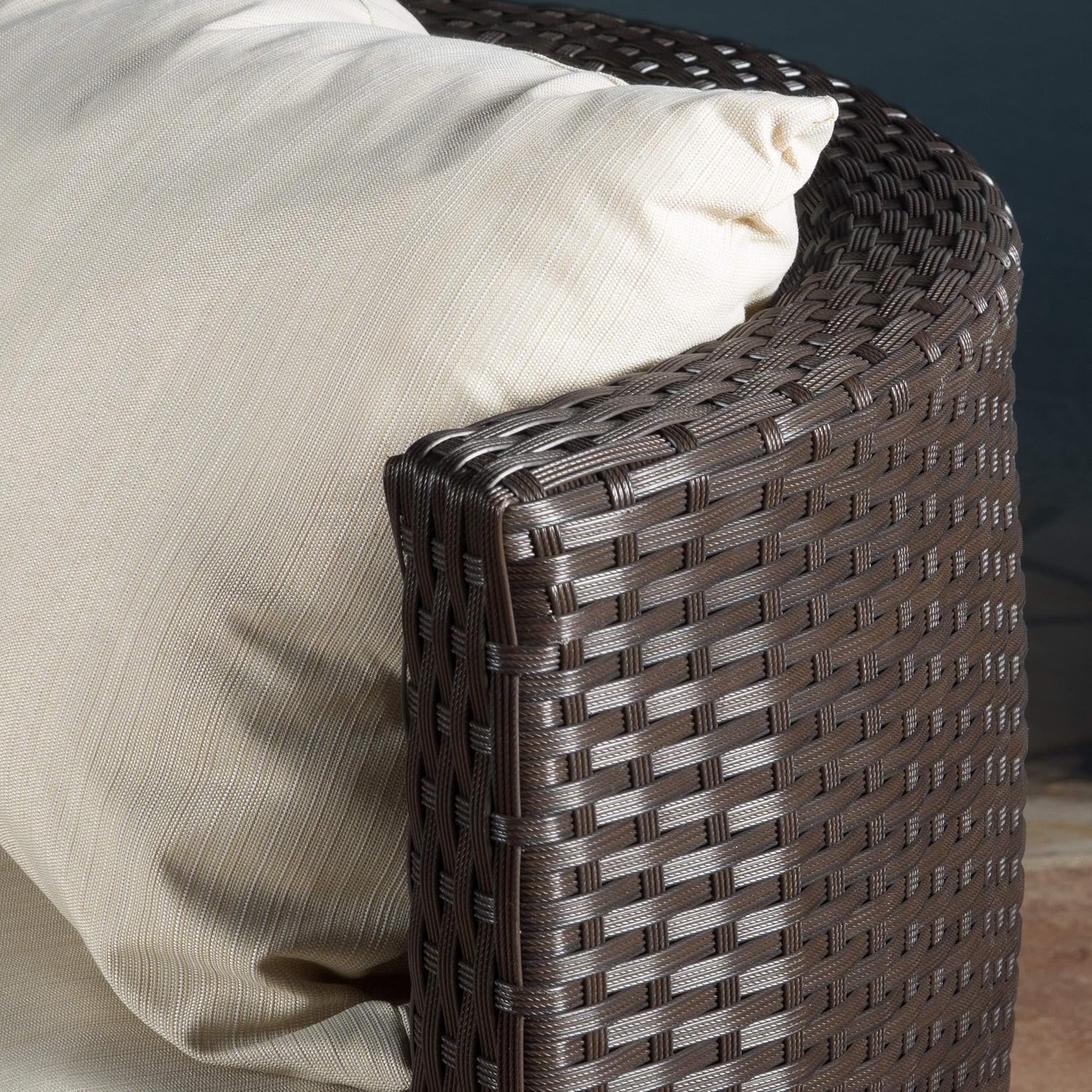 Christopher Knight Home Kono PE Wicker Chat Set, 3-Pcs Set, Brown