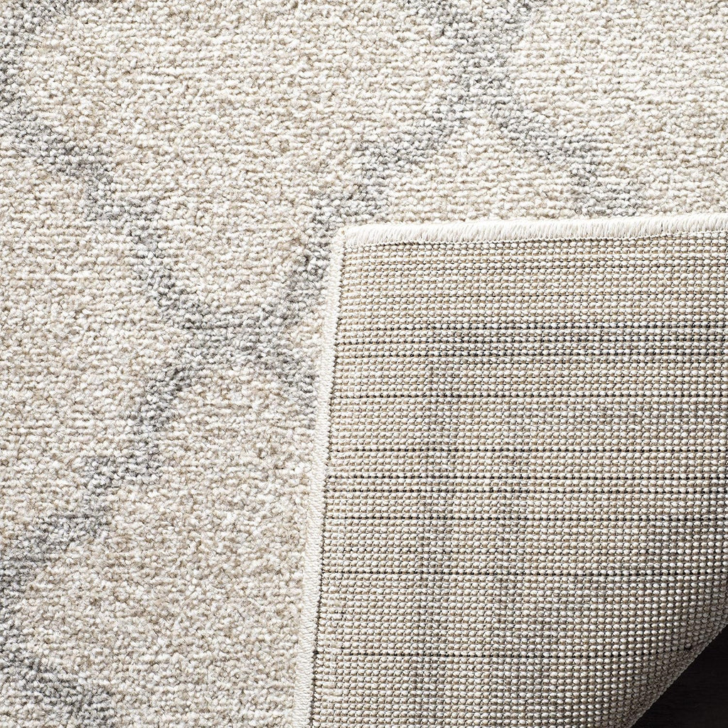 SAFAVIEH Amherst Collection Area Rug - 8' Square, Beige & Light Grey, Moroccan Trellis Design, Non-Shedding & Easy Care, Ideal for High Traffic Areas in Living Room, Bedroom (AMT422E)