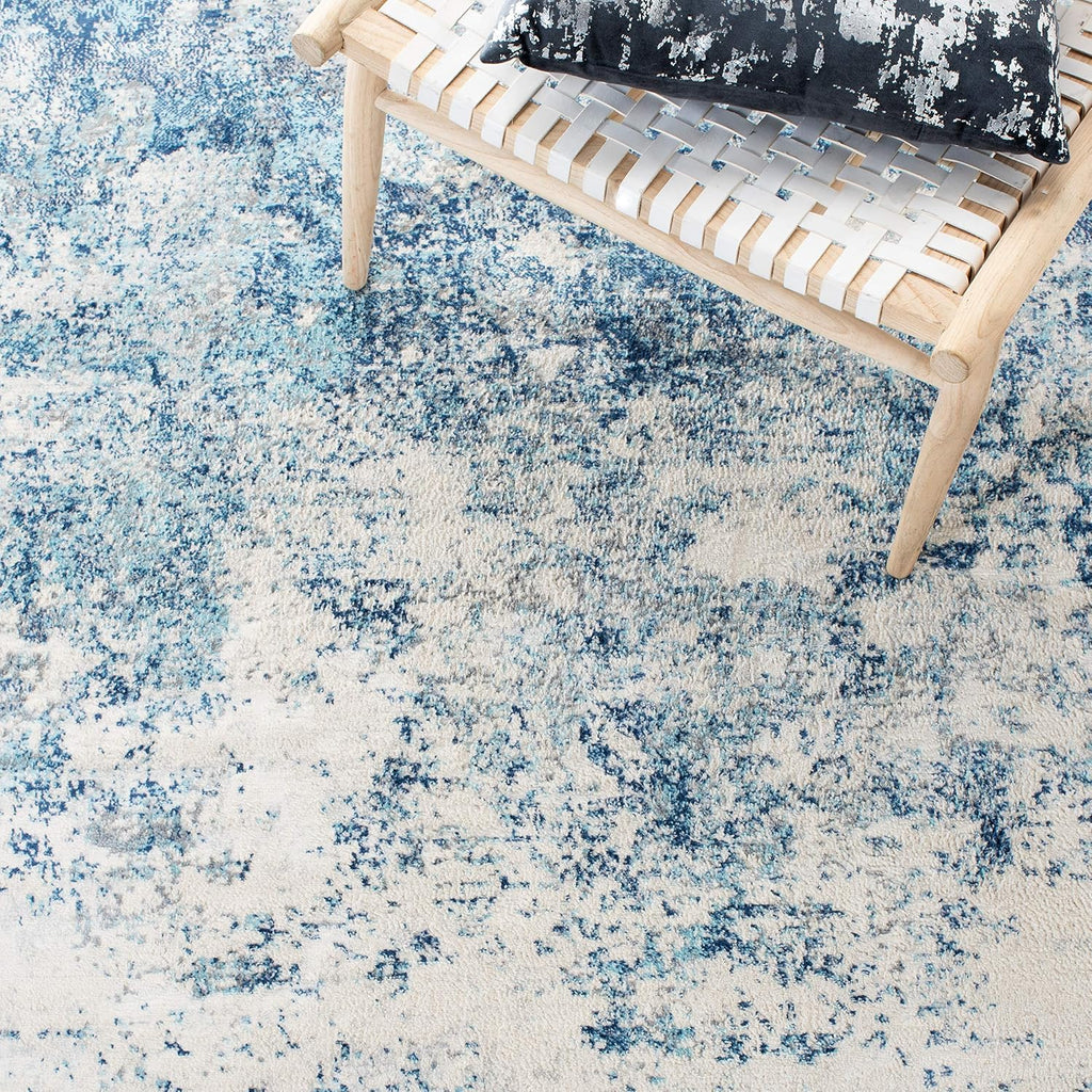 SAFAVIEH Brentwood Collection Accent Rug - 2' x 4', Ivory & Navy, Modern Abstract Design, Non-Shedding & Easy Care, Ideal for High Traffic Areas in Entryway, Living Room, Bedroom (BNT822B)
