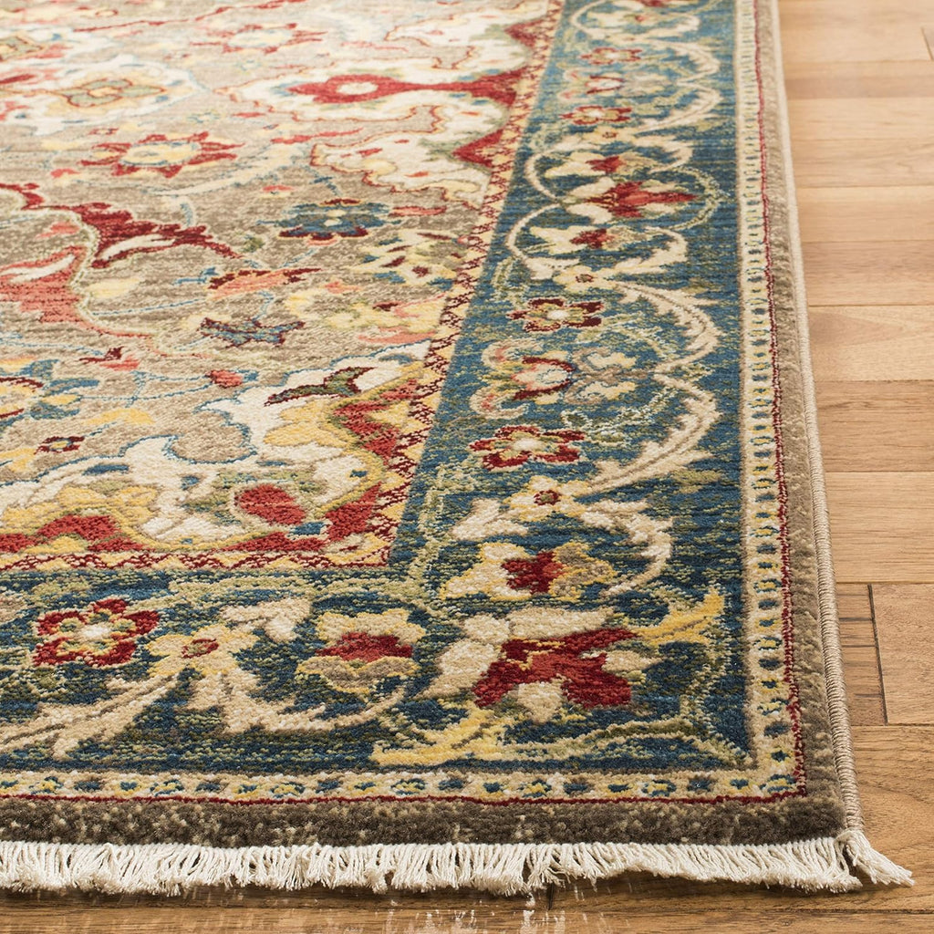 SAFAVIEH Kashan Collection Area Rug - 5'1' x 7'5', Taupe & Blue, Traditional Oriental Design, Non-Shedding & Easy Care, Ideal for High Traffic Areas in Living Room, Bedroom (KSN307E)