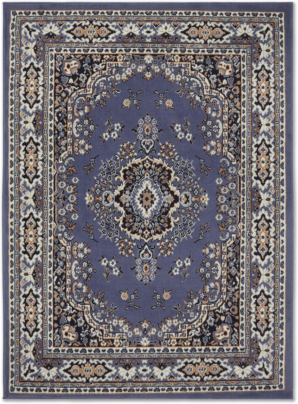 Home Dynamix Premium Sakarya Traditional Medallion Border Area Rug, Country Blue, 9'2'x12'5' Rectangle