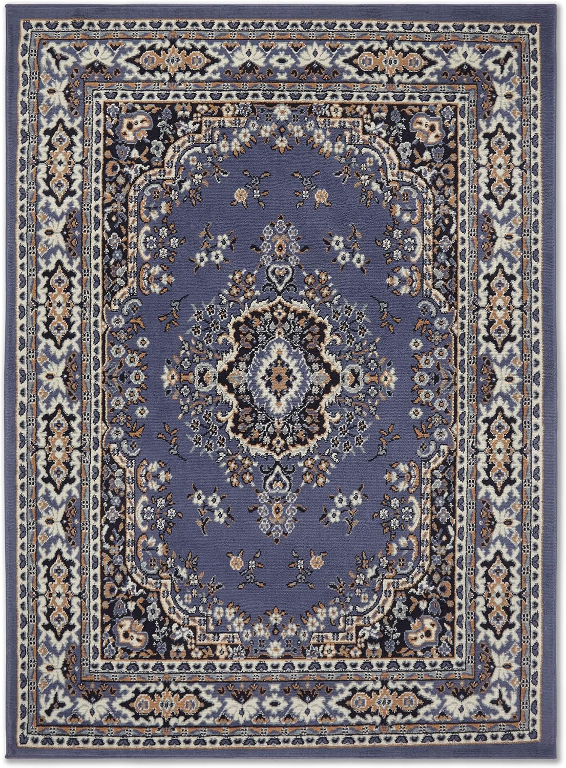 Home Dynamix Premium Sakarya Traditional Medallion Border Area Rug, Country Blue, 9'2'x12'5' Rectangle