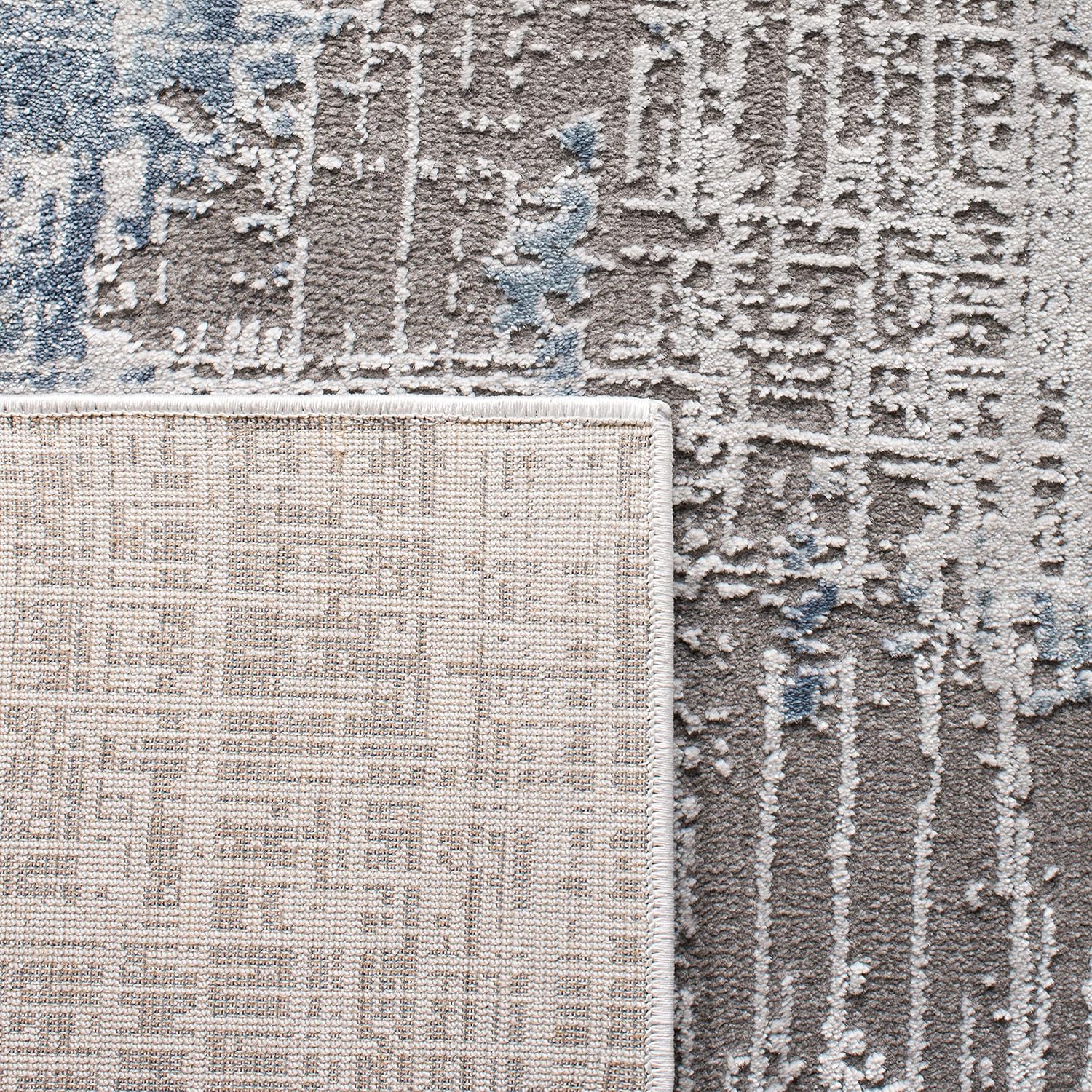 SAFAVIEH Craft Collection Runner Rug - 2'3' x 16', Grey & Blue, Modern Abstract Design, Non-Shedding & Easy Care, Ideal for High Traffic Areas in Living Room, Bedroom (CFT874F)