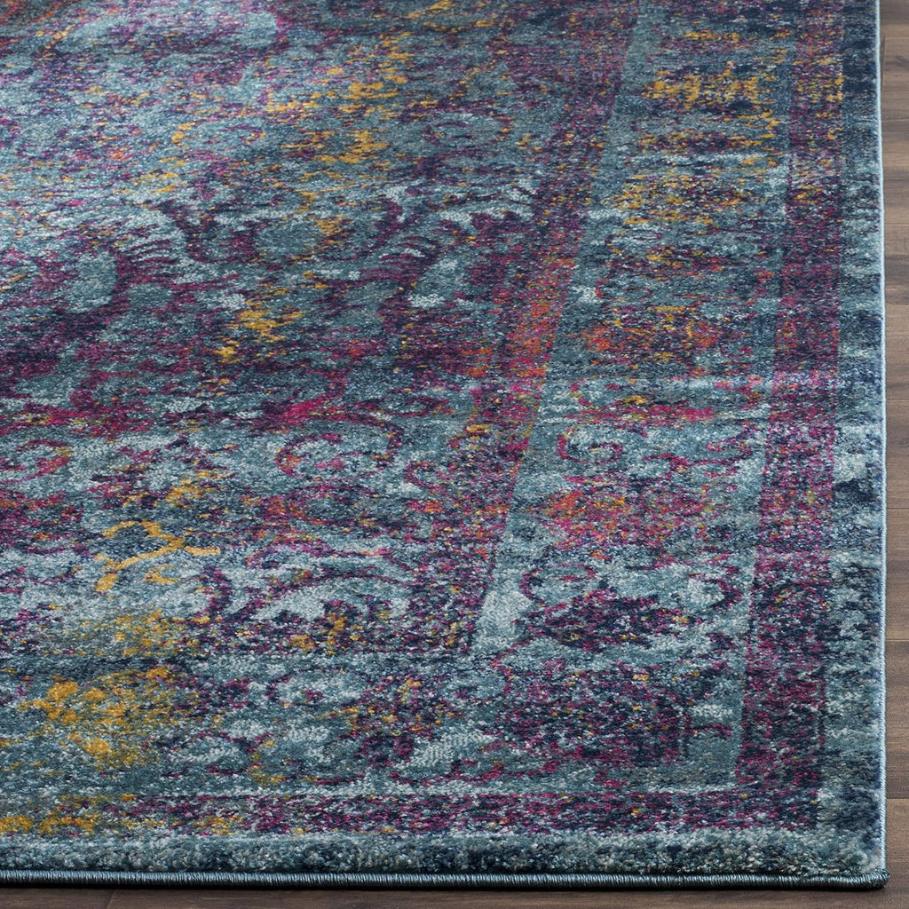 SAFAVIEH Granada Collection 8' x 10' Blue/Multi GRA351C Boho Chic Distressed Non-Shedding Living Room Bedroom Dining Home Office Area Rug