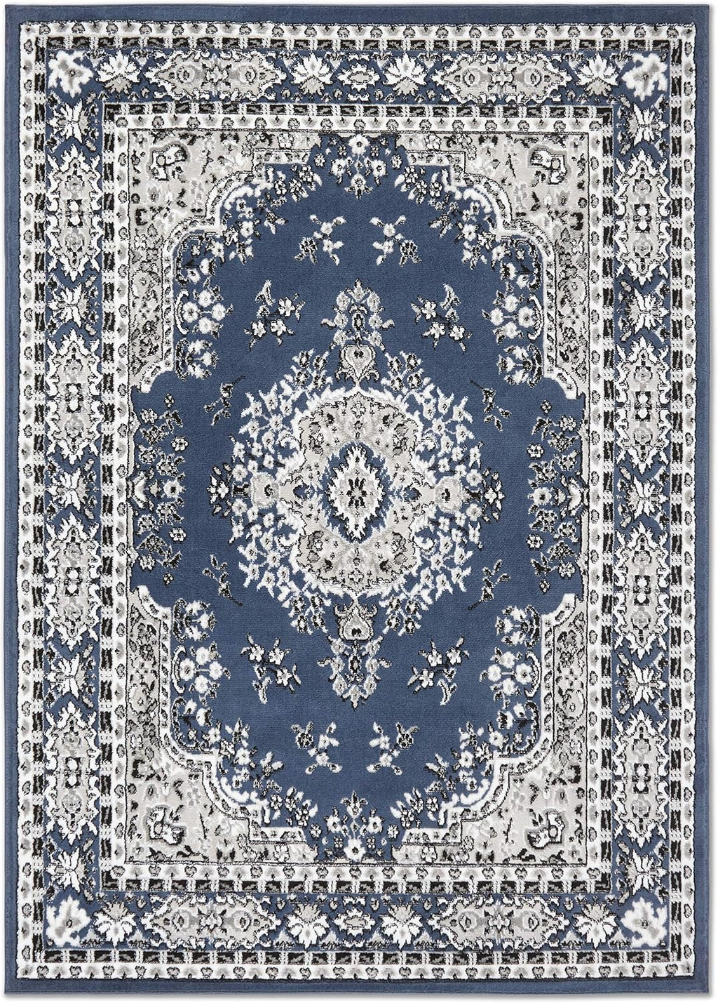 Home Dynamix Premium Sakarya Traditional Medallion Border Area Rug, Midnight Blue, 9'2'x12'5' Rectangle