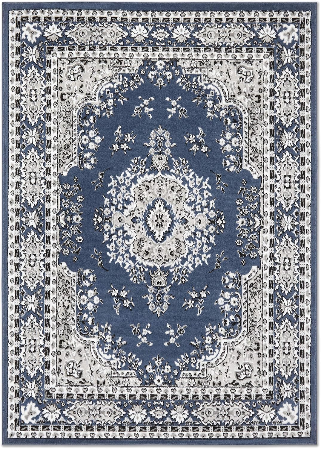 Home Dynamix Premium Sakarya Traditional Medallion Border Area Rug, Midnight Blue, 9'2'x12'5' Rectangle