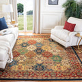 SAFAVIEH Heritage Collection Area Rug - 6' Square, Multi & Burgundy, Handmade Traditional Oriental Wool, Ideal for High Traffic Areas in Living Room, Bedroom (HG911A)