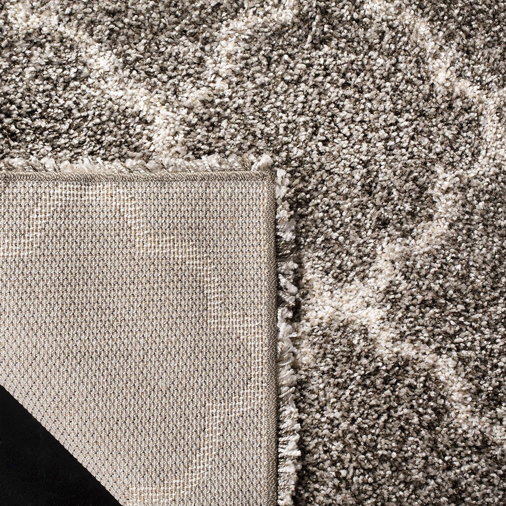 SAFAVIEH Hudson Shag Collection Area Rug - 7' Square, Grey & Ivory, Moroccan Trellis Design, Non-Shedding & Easy Care, 2-inch Thick Ideal for High Traffic Areas in Living Room, Bedroom (SGH282B)