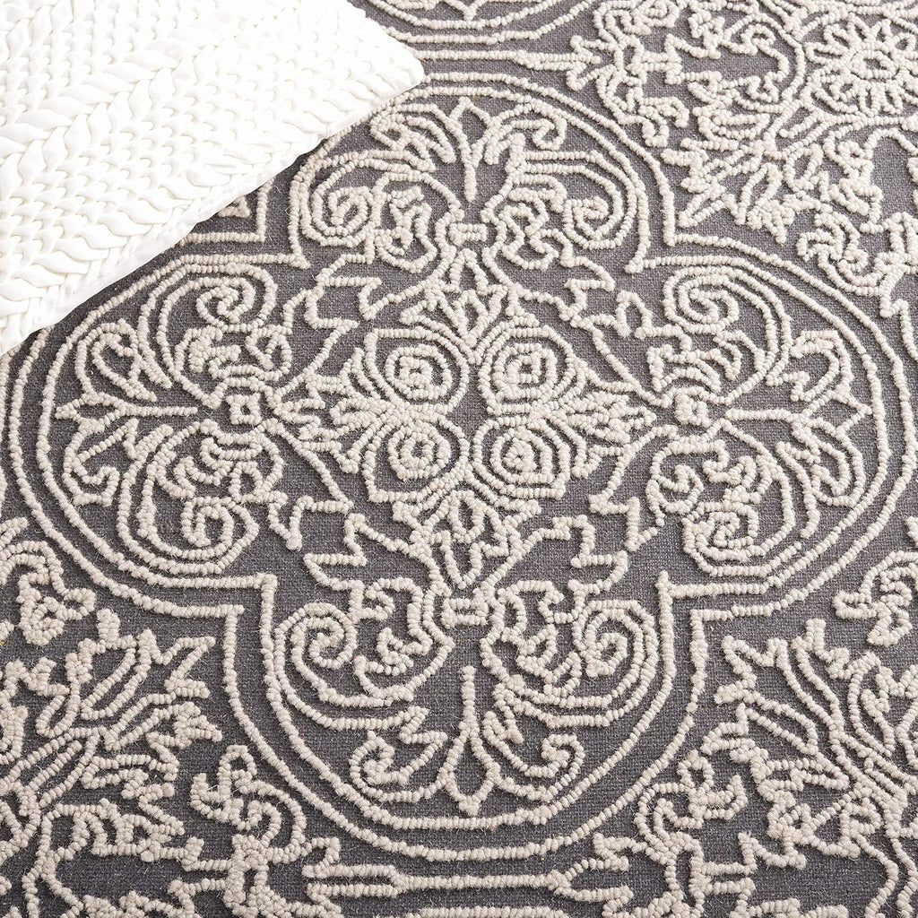 SAFAVIEH Trace Collection Area Rug - 9' x 12', Dark Grey & Light Grey, Handmade Wool, Ideal for High Traffic Areas in Living Room, Bedroom (TRC101A)