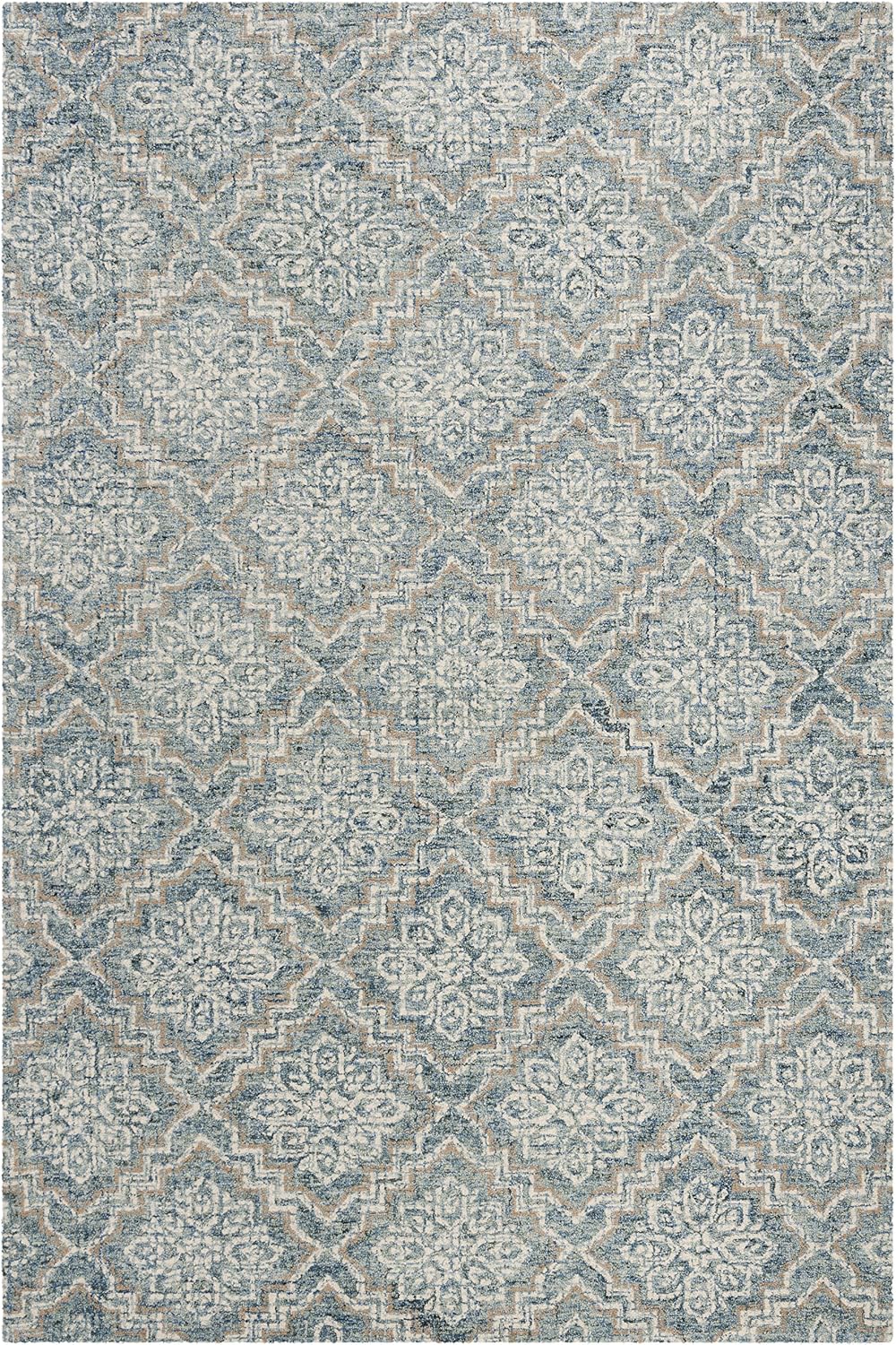 SAFAVIEH Abstract Collection Accent Rug - 4' x 6', Blue & Grey, Handmade Wool, Ideal for High Traffic Areas in Entryway, Living Room, Bedroom (ABT201A)