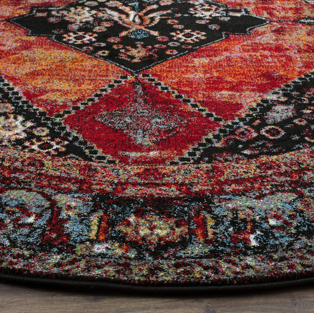 SAFAVIEH Vintage Hamadan Collection Area Rug - 6'7' Round, Orange & Multi, Oriental Traditional Persian Design, Non-Shedding & Easy Care, Ideal for High Traffic Areas in Living Room, Bedroom (VTH217B)