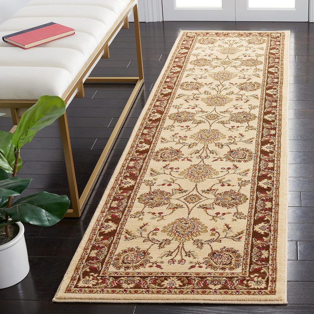 SAFAVIEH Lyndhurst Collection Runner Rug - 2'3' x 16', Ivory & Brown, Traditional Oriental Design, Non-Shedding & Easy Care, Ideal for High Traffic Areas in Living Room, Bedroom (LNH555-1225)