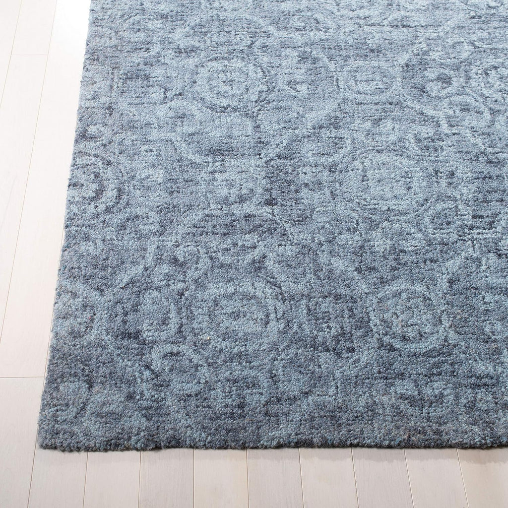 SAFAVIEH Abstract Collection Area Rug - 6' Square, Blue, Handmade Wool, Ideal for High Traffic Areas in Living Room, Bedroom (ABT207A)