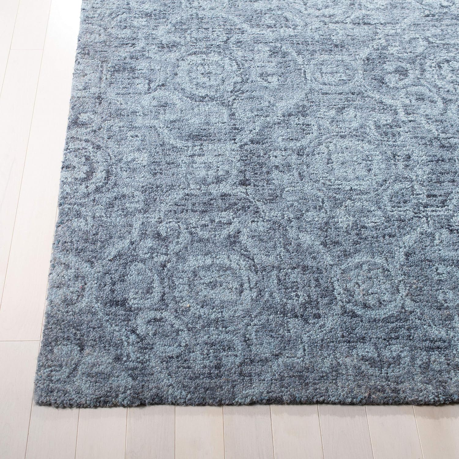 SAFAVIEH Abstract Collection Area Rug - 6' Square, Blue, Handmade Wool, Ideal for High Traffic Areas in Living Room, Bedroom (ABT207A)