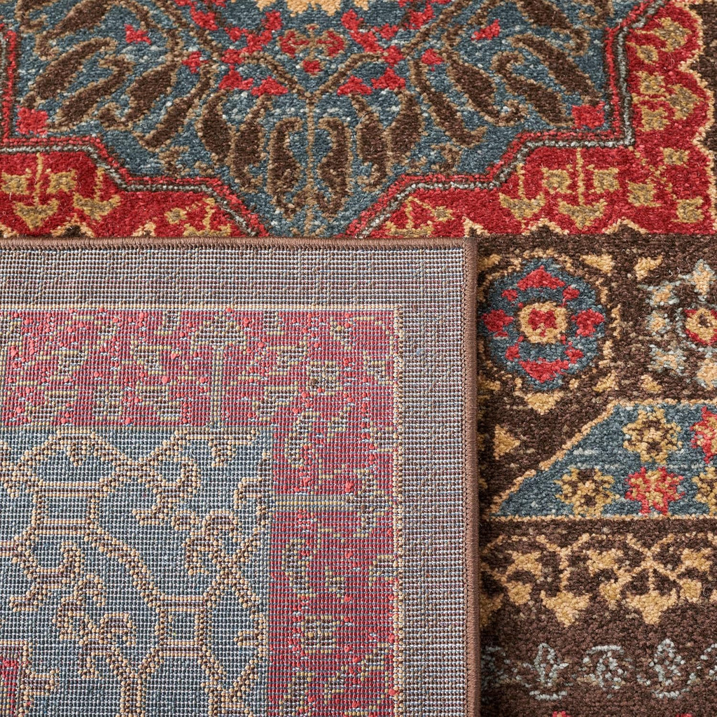 SAFAVIEH Mahal Collection Area Rug - 9' Round, Navy & Red, Traditional Oriental Design, Non-Shedding & Easy Care, Ideal for High Traffic Areas in Living Room, Bedroom (MAH620C)