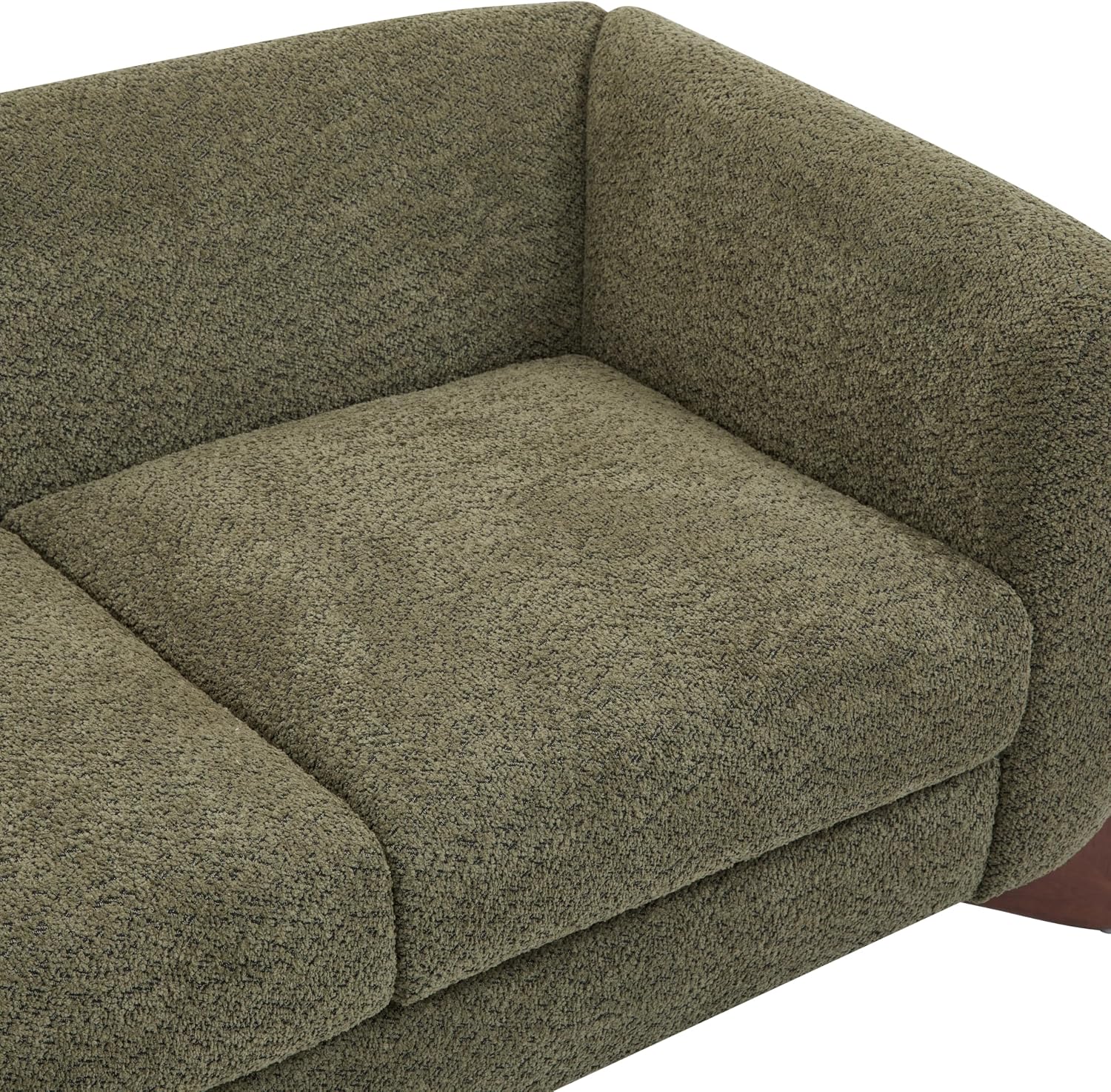 Christopher Knight Home Alma 63' Boucle Loveseat with Wood Legs, 2 Seater Sofa Couches for Living Room, Upholstered Couch Chair, Soft Seating Lounge Sofa Chair, Cozy Loveseat with Armrest, Olive Green