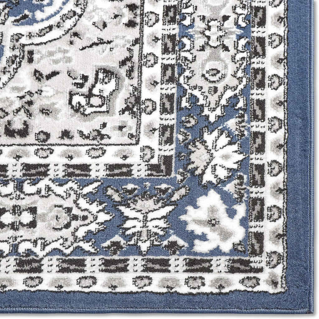 Home Dynamix Premium Sakarya Traditional Medallion Border Area Rug, Midnight Blue, 9'2'x12'5' Rectangle