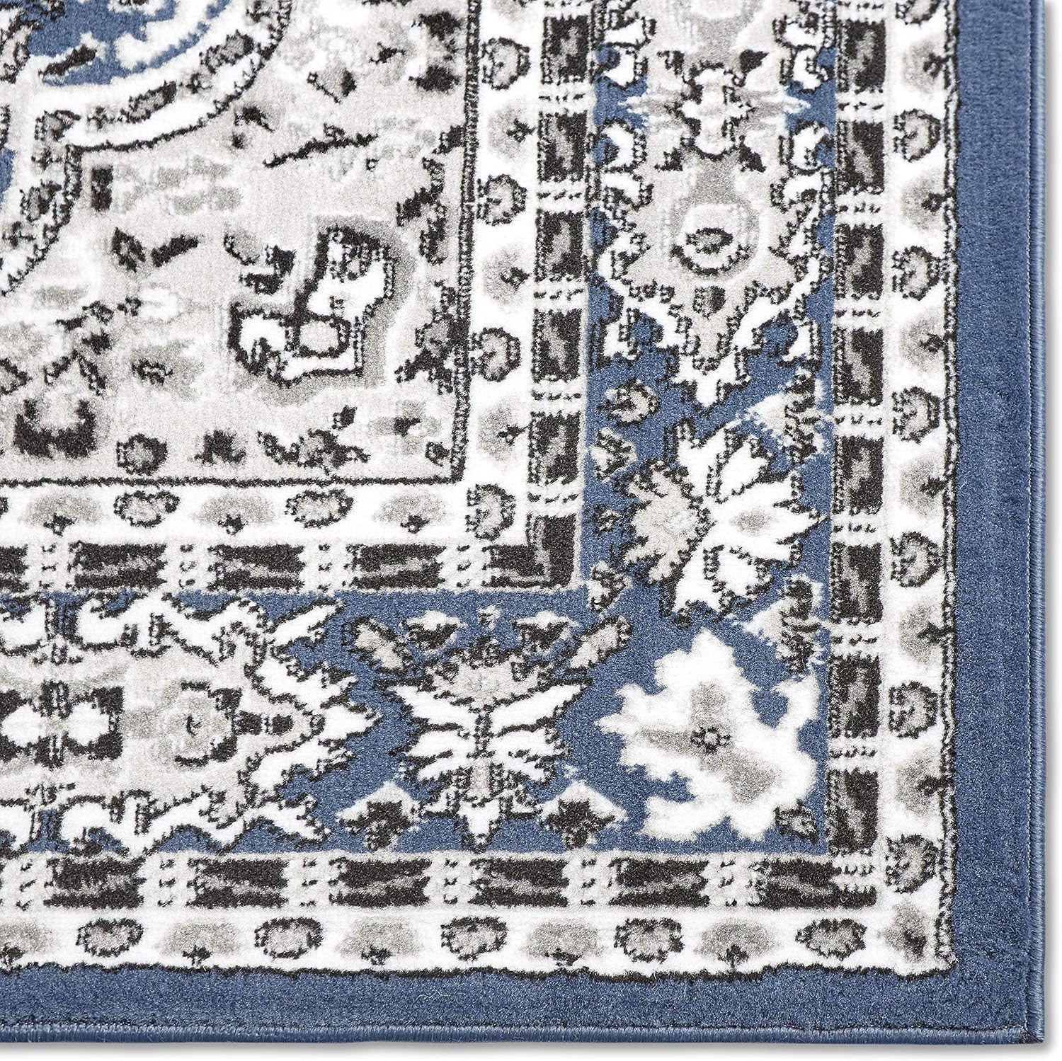 Home Dynamix Premium Sakarya Traditional Medallion Border Area Rug, Midnight Blue, 9'2'x12'5' Rectangle