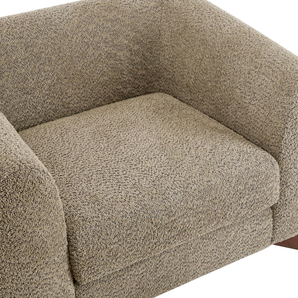 Christopher Knight Home Holly Modern Boucle Fabric Upholstered Club Chair for Living Room, Home Office, Apartment, Relaxing Chair with Removable Cushion and Birch Wood Legs, Light Brown