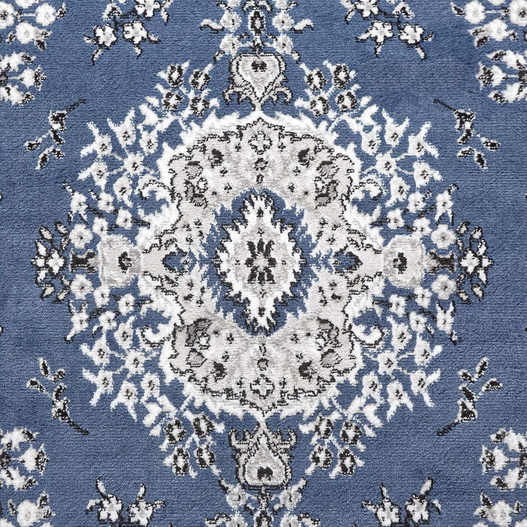 Home Dynamix Premium Sakarya Traditional Medallion Border Area Rug, Midnight Blue, 9'2'x12'5' Rectangle