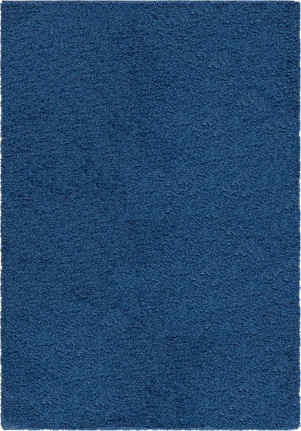 SAFAVIEH Laguna Shag Collection Area Rug - 5'3' x 7'6', Blue, Solid Design, Non-Shedding & Easy Care, 2-inch Thick Ideal for High Traffic Areas in Living Room, Bedroom (SGL303K)