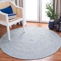SAFAVIEH Braided Collection Area Rug - 7' Round, Blue & Ivory, Handmade Country Cottage Reversible, Ideal for High Traffic Areas in Living Room, Bedroom (BRD801M)