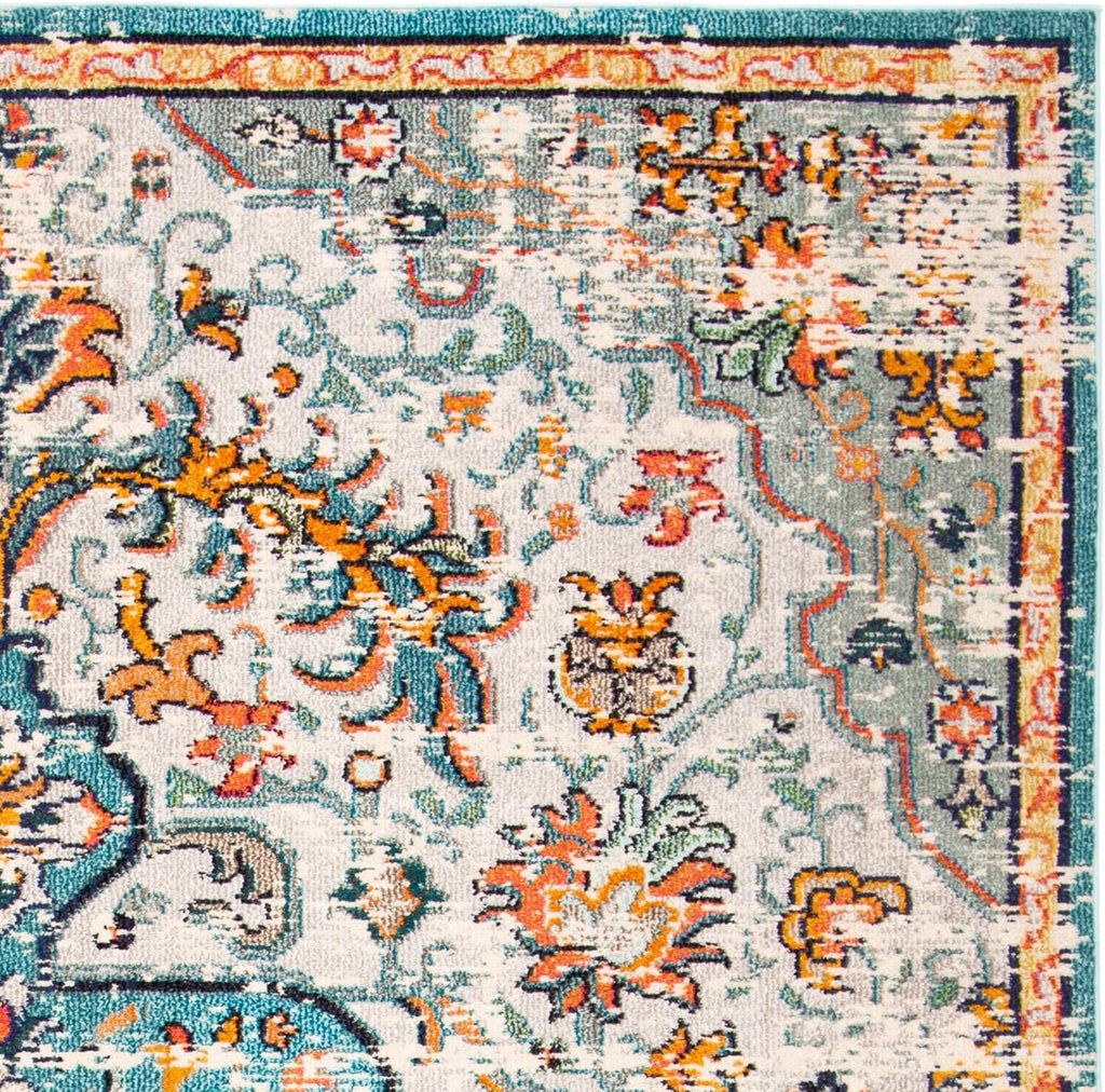 SAFAVIEH Madison Collection Area Rug - 9' x 12', Grey & Light Blue, Boho Chic Medallion Distressed Design, Non-Shedding & Easy Care, Ideal for High Traffic Areas in Living Room, Bedroom (MAD447F)