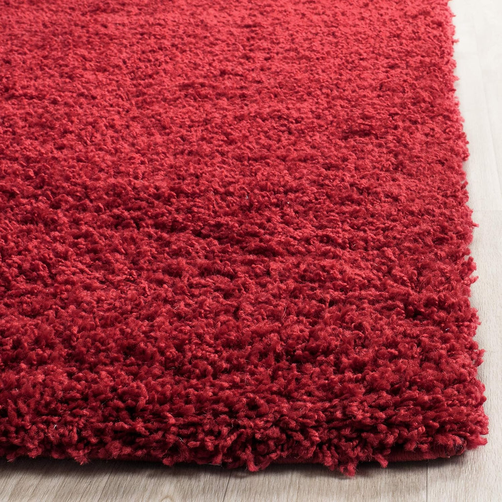 SAFAVIEH Laguna Shag Collection Area Rug - 5'3' Round, Red, Non Shedding & Easy Care, 2-inch Thick, Ideal for The Living Room, Bedroom, Dining (SGL303H-5R)