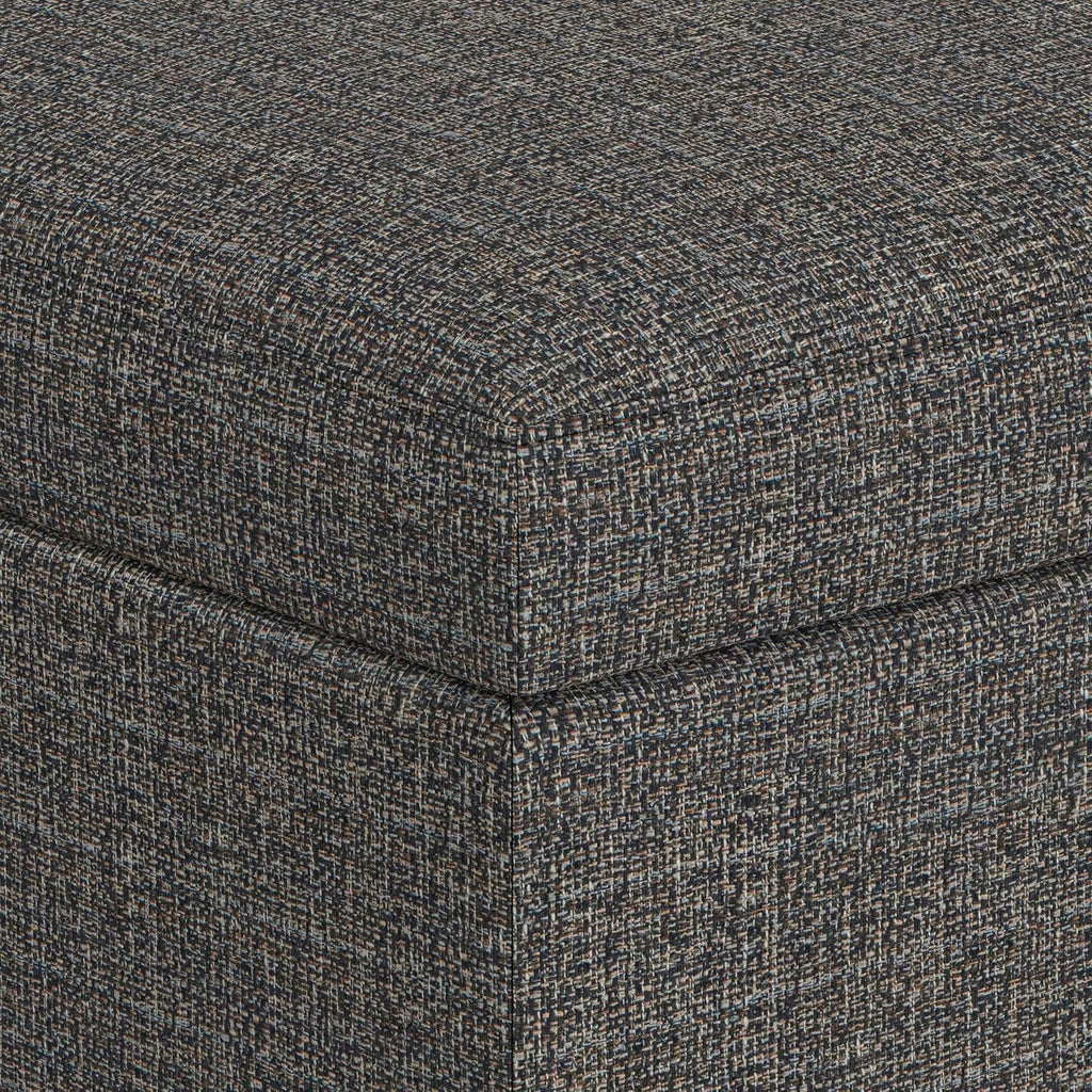 SIMPLIHOME Owen Coffee Table Storage Ottoman - 34' Wide x 19' High Upholstered Tweed Look Fabric Rectangular Lift-Top Ottoman in Ebony, Mid-Century Modern Bench for Living Room with Tapered Legs