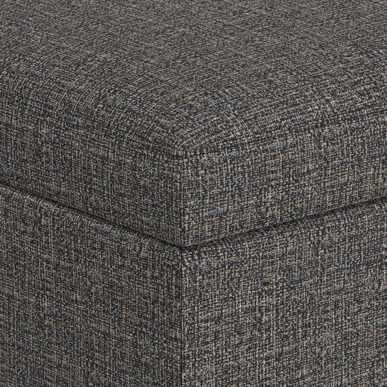 SIMPLIHOME Owen Coffee Table Storage Ottoman - 34' Wide x 19' High Upholstered Tweed Look Fabric Rectangular Lift-Top Ottoman in Ebony, Mid-Century Modern Bench for Living Room with Tapered Legs