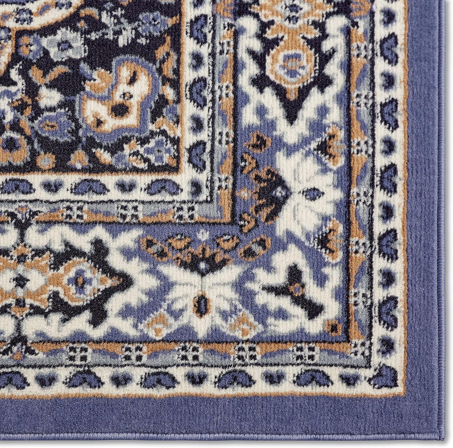 Home Dynamix Premium Sakarya Traditional Medallion Border Area Rug, Country Blue, 9'2'x12'5' Rectangle
