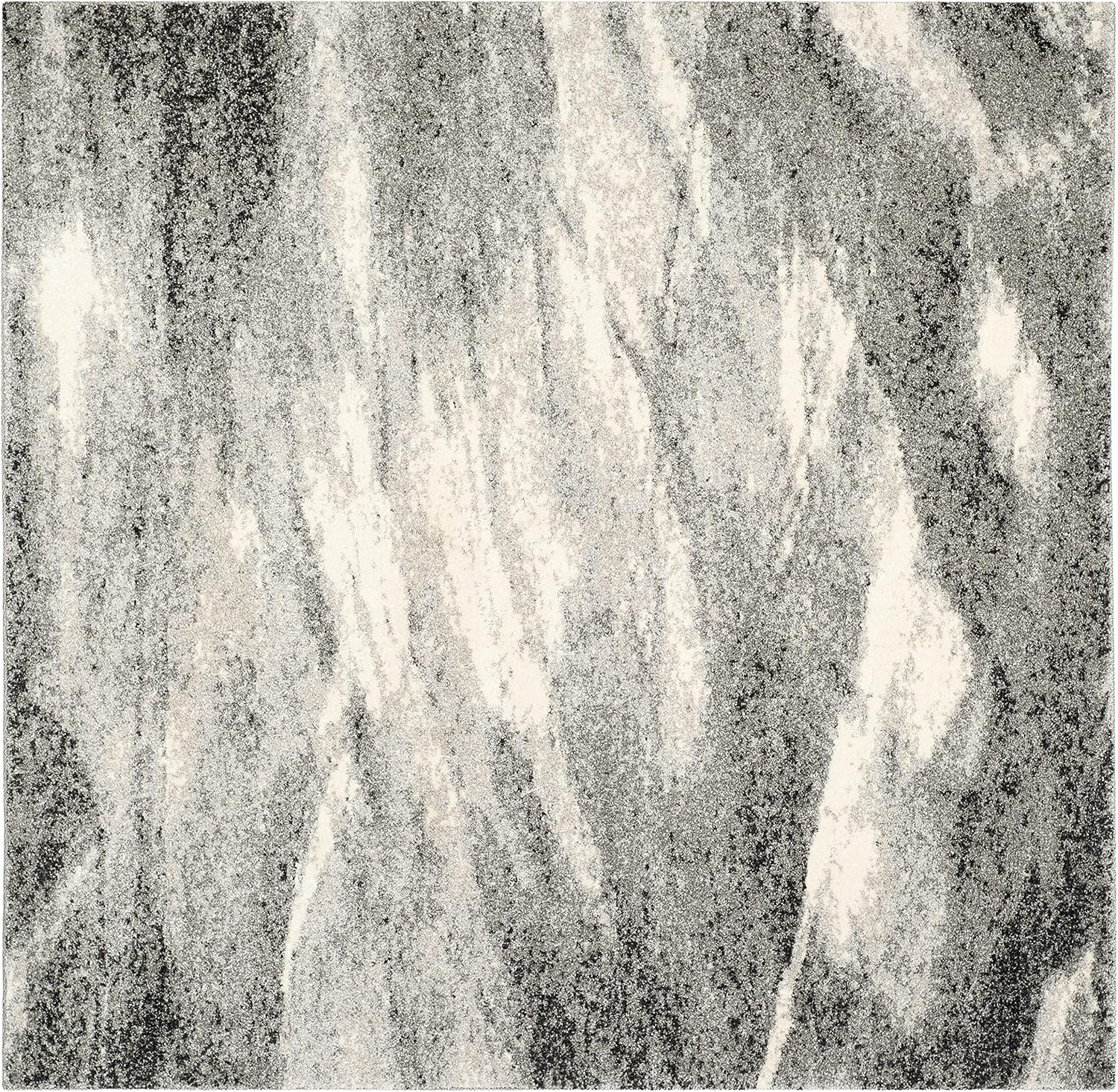 SAFAVIEH Retro Collection Area Rug - 6' Square, Grey & Ivory, Modern Abstract Design, Non-Shedding & Easy Care, Ideal for High Traffic Areas in Living Room, Bedroom (RET2891-8012)
