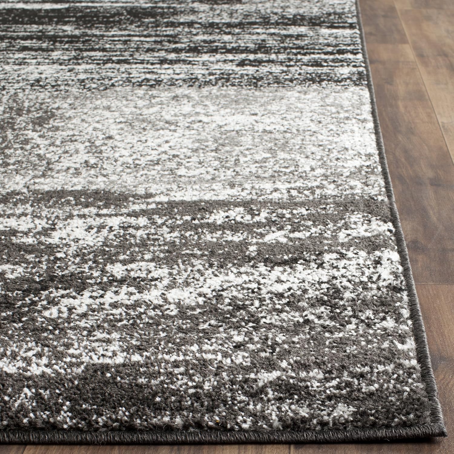 SAFAVIEH Adirondack Collection Area Rug - 9' x 12', Silver & Black, Modern Abstract Design, Non-Shedding & Easy Care, Ideal for High Traffic Areas in Living Room, Bedroom (ADR112A)