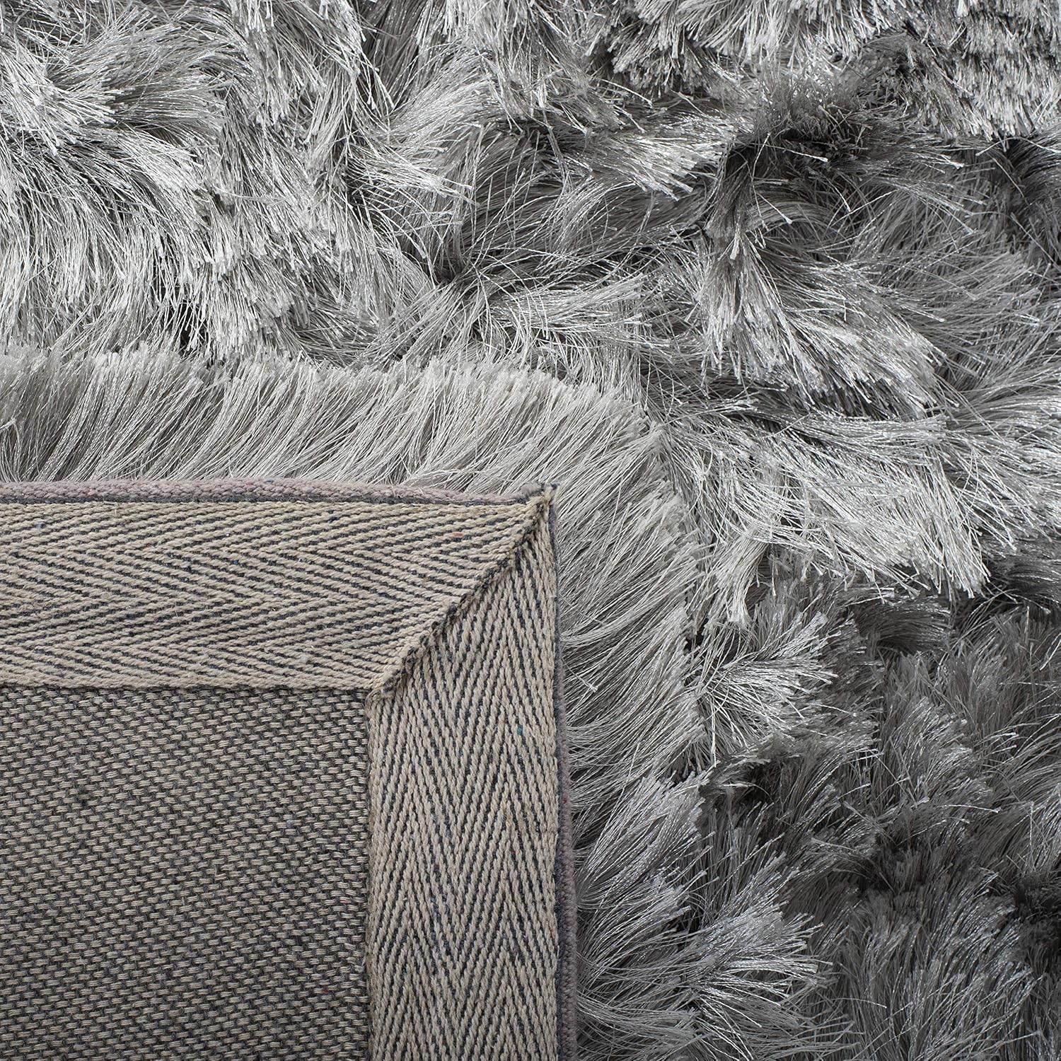 SAFAVIEH Ocean Shag Collection Runner Rug - 2'3' x 12', Silver, Handmade Solid, 2.4-inch Thick Ideal for High Traffic Areas in Living Room, Bedroom (OCG101G)