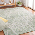 SAFAVIEH Metro Collection Accent Rug - 4' x 6', Green & Ivory, Handmade Floral Wool, Ideal for High Traffic Areas in Entryway, Living Room, Bedroom (MET875Y)