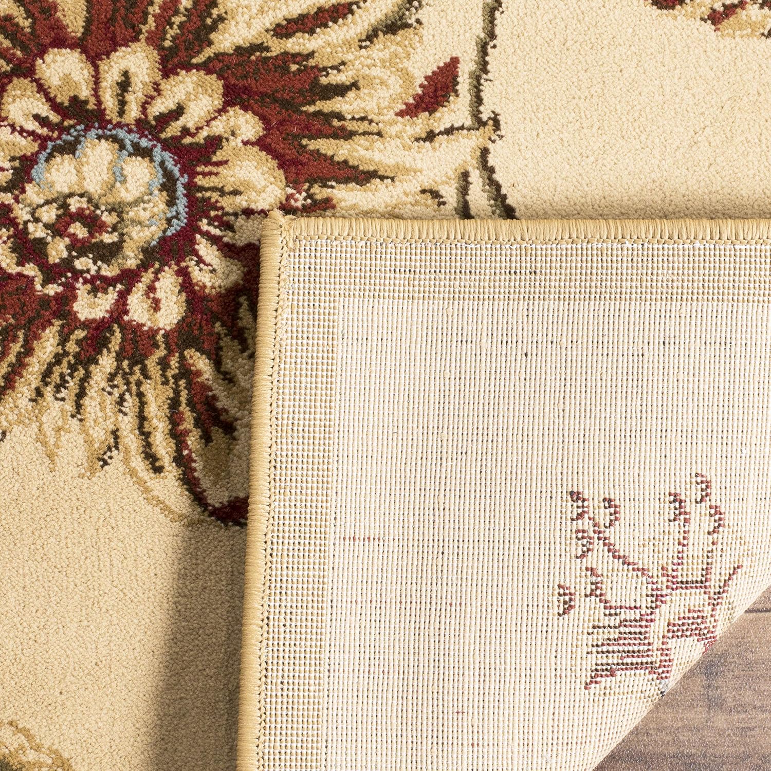 SAFAVIEH Lyndhurst Collection Area Rug - 5'3' x 7'6', Ivory & Multi, Traditional Floral Design, Non-Shedding & Easy Care, Ideal for High Traffic Areas in Living Room, Bedroom (LNH552-1291)