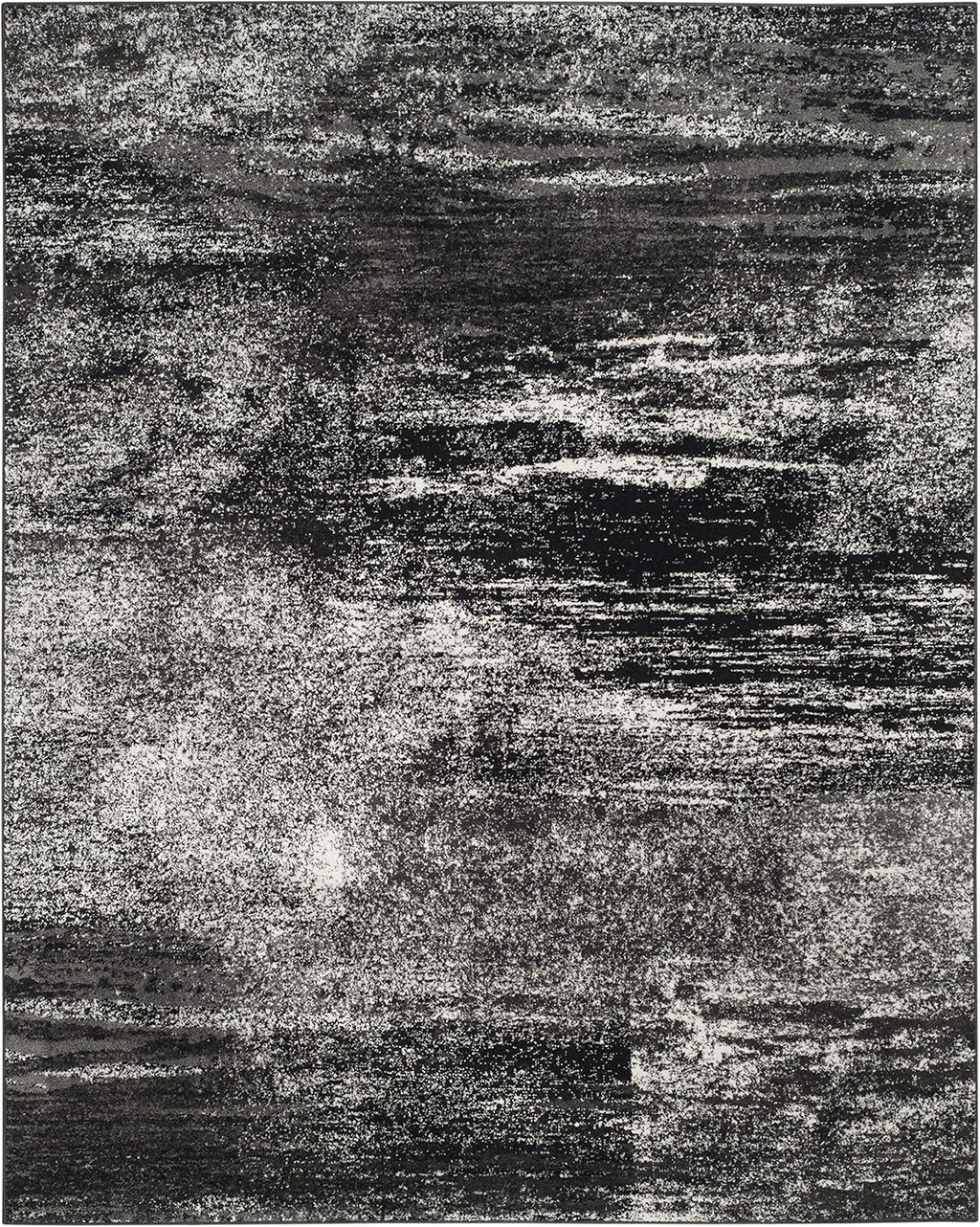 SAFAVIEH Adirondack Collection Area Rug - 9' x 12', Silver & Black, Modern Abstract Design, Non-Shedding & Easy Care, Ideal for High Traffic Areas in Living Room, Bedroom (ADR112A)