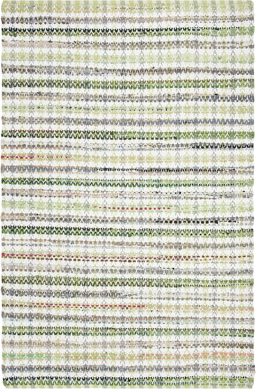 SAFAVIEH Montauk Collection Area Rug - 5' x 8', Green & Multi, Handmade Cotton, Ideal for High Traffic Areas in Living Room, Bedroom (MTK950G)