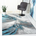 SAFAVIEH Glacier Collection Area Rug - 6'7' x 9', Blue & Grey, Abstract Design, Non-Shedding & Easy Care, Ideal for High Traffic Areas in Living Room, Bedroom (GLA127M)