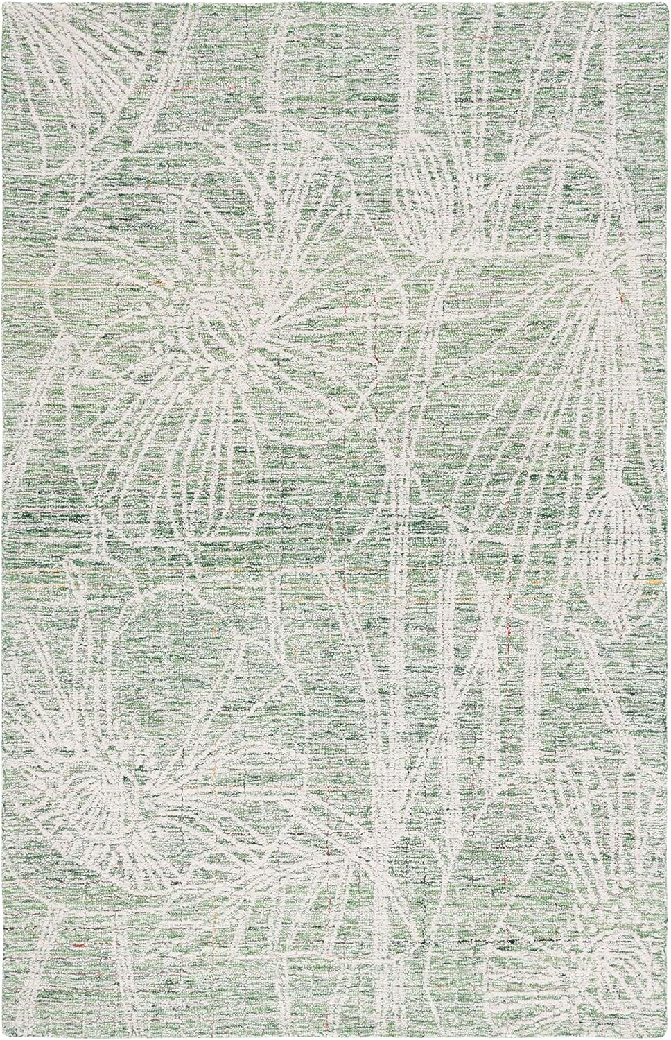 SAFAVIEH Metro Collection Accent Rug - 4' x 6', Green & Ivory, Handmade Floral Wool, Ideal for High Traffic Areas in Entryway, Living Room, Bedroom (MET875Y)