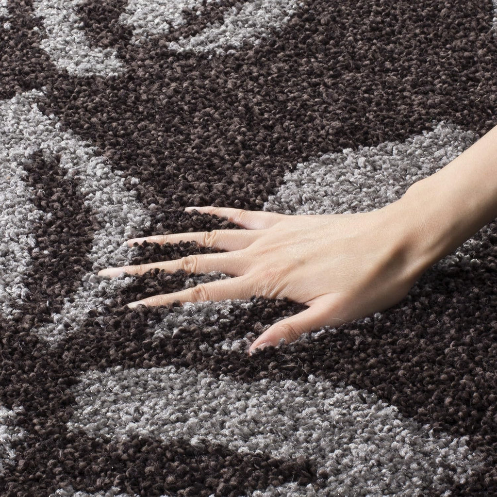 SAFAVIEH Florida Shag Collection Area Rug - 8'6' x 12', Dark Brown & Grey, Floral Design, Non-Shedding & Easy Care, 1.2-inch Thick Ideal for High Traffic Areas in Living Room, Bedroom (SG456-2880)