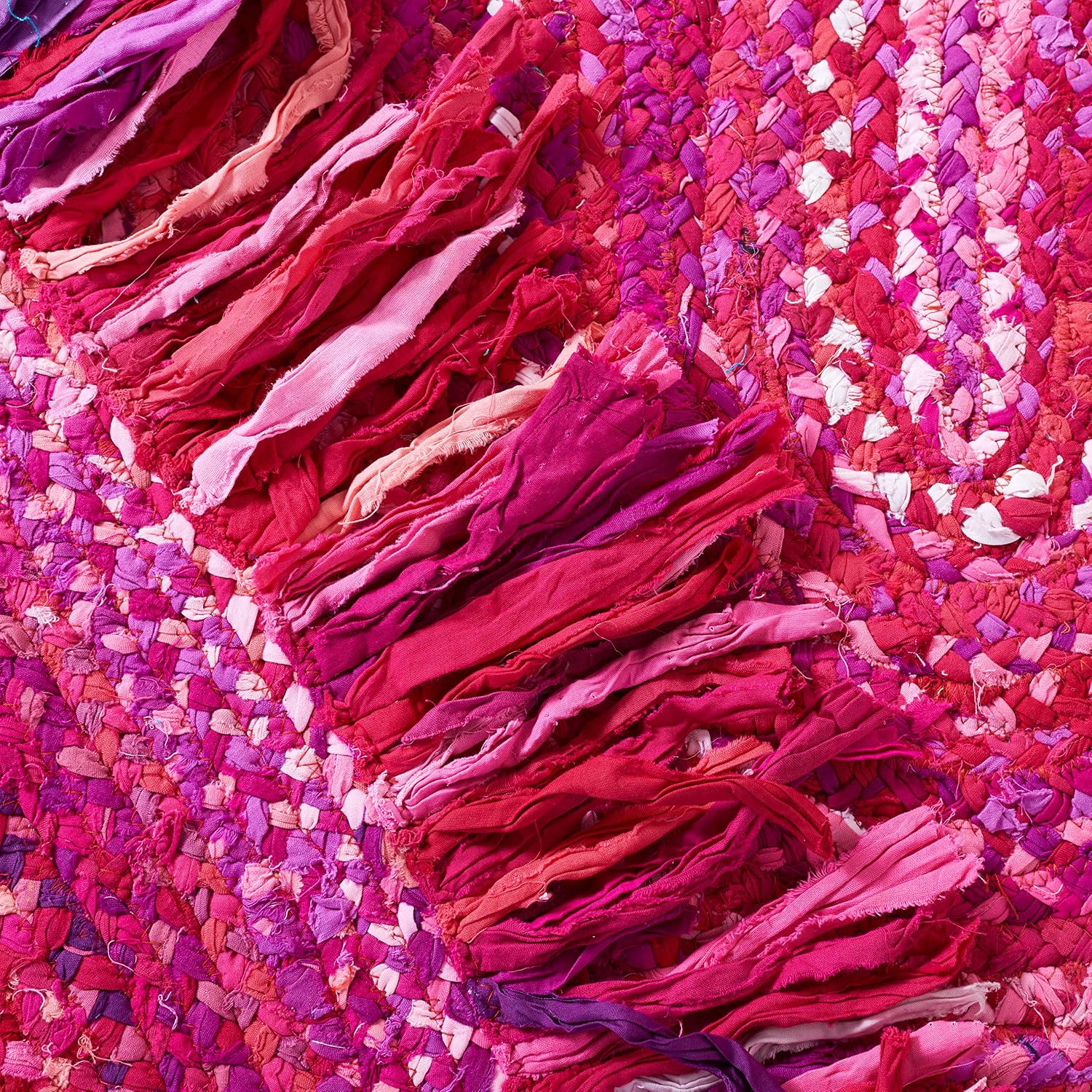 SAFAVIEH Braided Collection Area Rug - 7' Round, Pink & Fuchsia, Handmade Cotton, Ideal for Living Room, Bedroom, Dining Space (BRD451U)