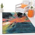 SAFAVIEH Galaxy Collection Area Rug - 5'3' x 7'6', Blue & Orange, Modern Abstract Design, Non-Shedding & Easy Care, Ideal for High Traffic Areas in Living Room, Bedroom (GAL117N)