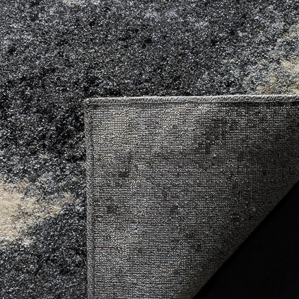 SAFAVIEH Retro Collection Area Rug - 6' Square, Grey & Ivory, Modern Abstract Design, Non-Shedding & Easy Care, Ideal for High Traffic Areas in Living Room, Bedroom (RET2891-8012)